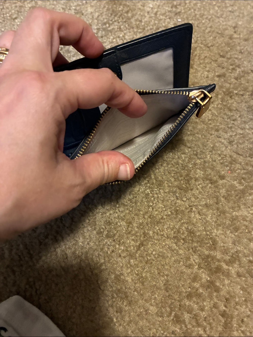 Kate Spade- Navy Floral Bi-fold and zip with Multicolor Blooms - Picture 6 of 6